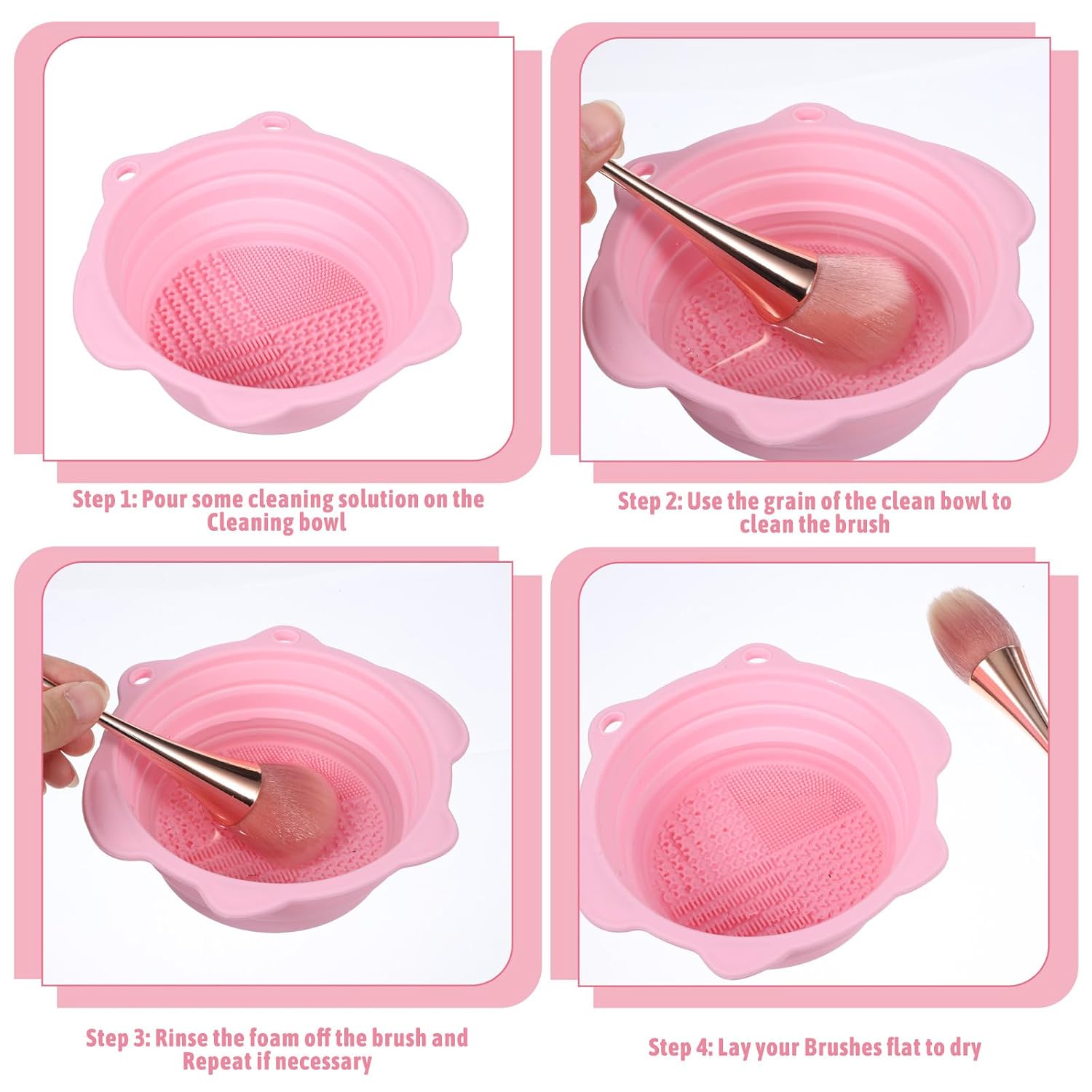 Foldable Makeup Brush Cleaner Bowl Cleaner Mat Washing Tool