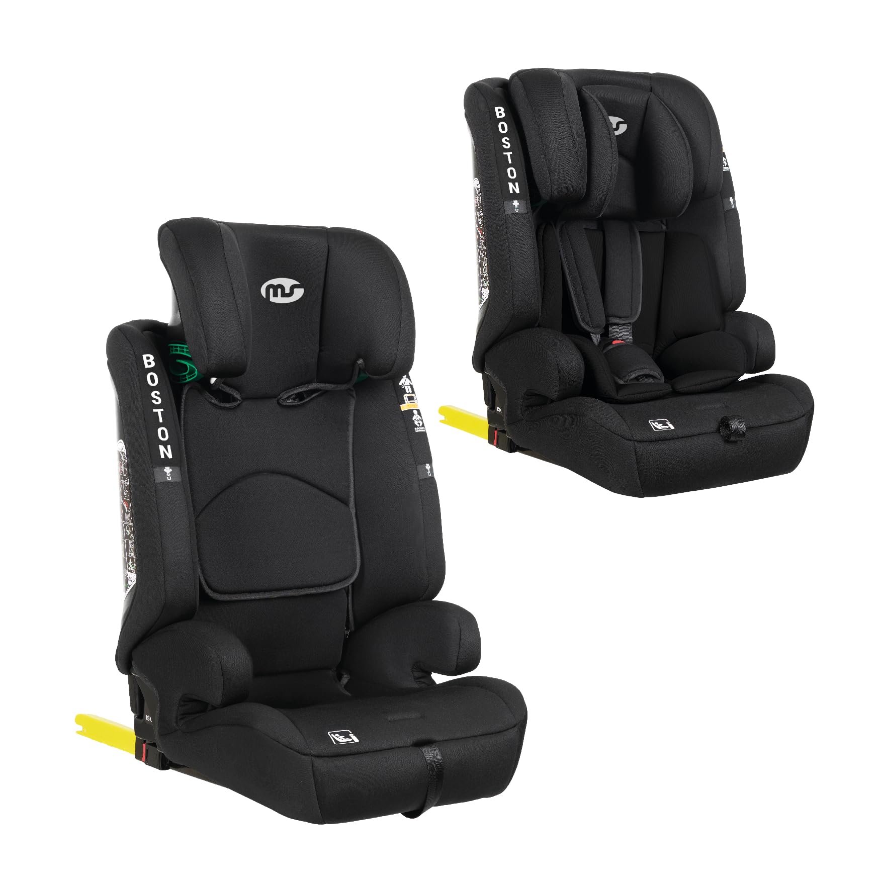 MS - Silla de coche Boston Grupo 1/2/3 Isize (desde los 75 hasta los 150 cms de altura) con Isofix y Top tether, dual.