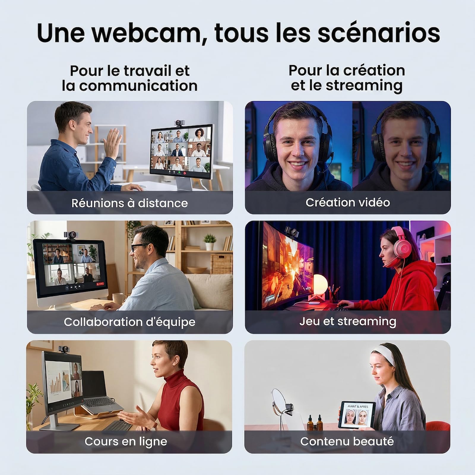 eMeet C960 Ultra Webcam 4K pour PC/Mac, Capteur 1/1.5", Autofocus 0,2s, Corps en Métal, Mode Tableau Blanc, Cache de Confidentialité, 2 Micros, Caméra USB pour Streaming, Réunion, Télétravail
