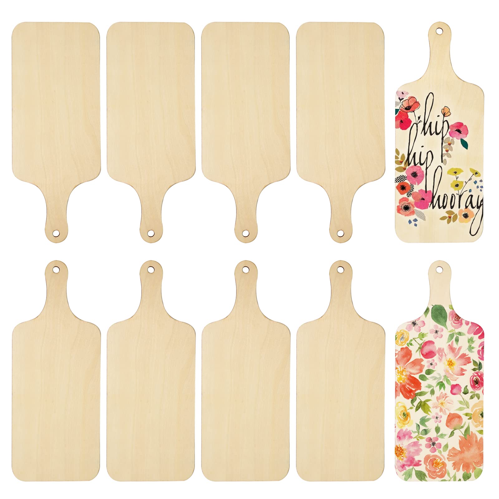 Ira Pollitt 10 Pcs Unfinished Wooden Mini Cutting Boards Wooden Cutting Board with Handle Wooden Chopping Board for DIY Home Kitchen Cooking Vegetables Decor(9.1×3.5 inch)