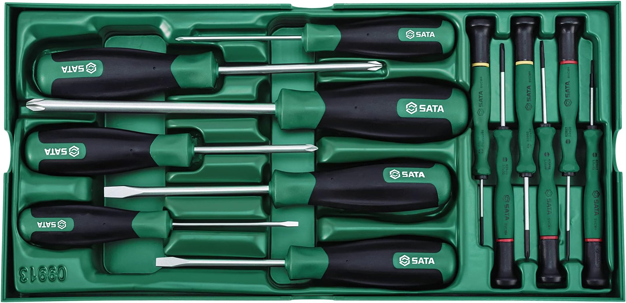 SATA13 Piece Regular and Precision Slotted, Phillips Mixed Screwdriver Tray Set - ST09913SJ
