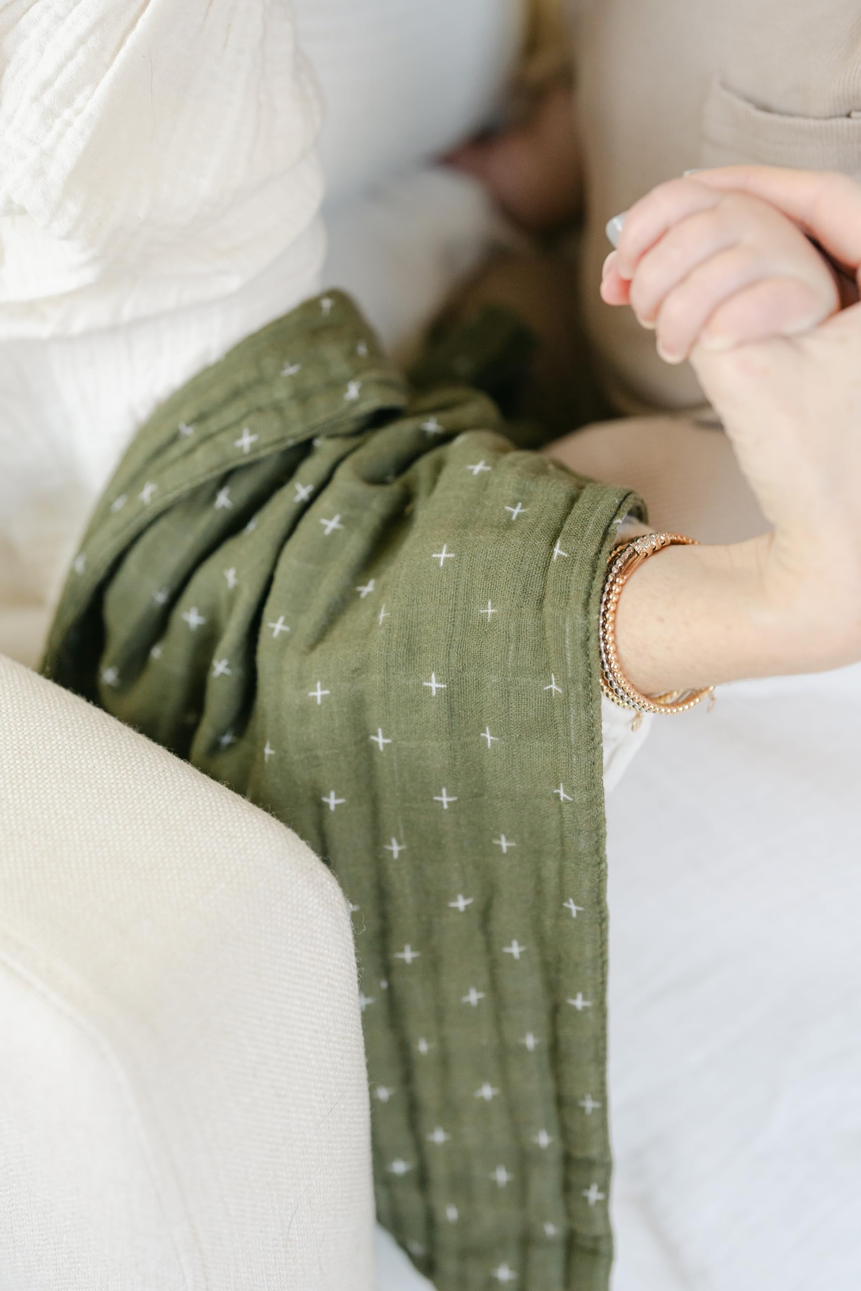 FLORABORA BABY Organic Muslin Burp Cloths, Set of 3 | 100% Cotton Boho Extra-Large 22