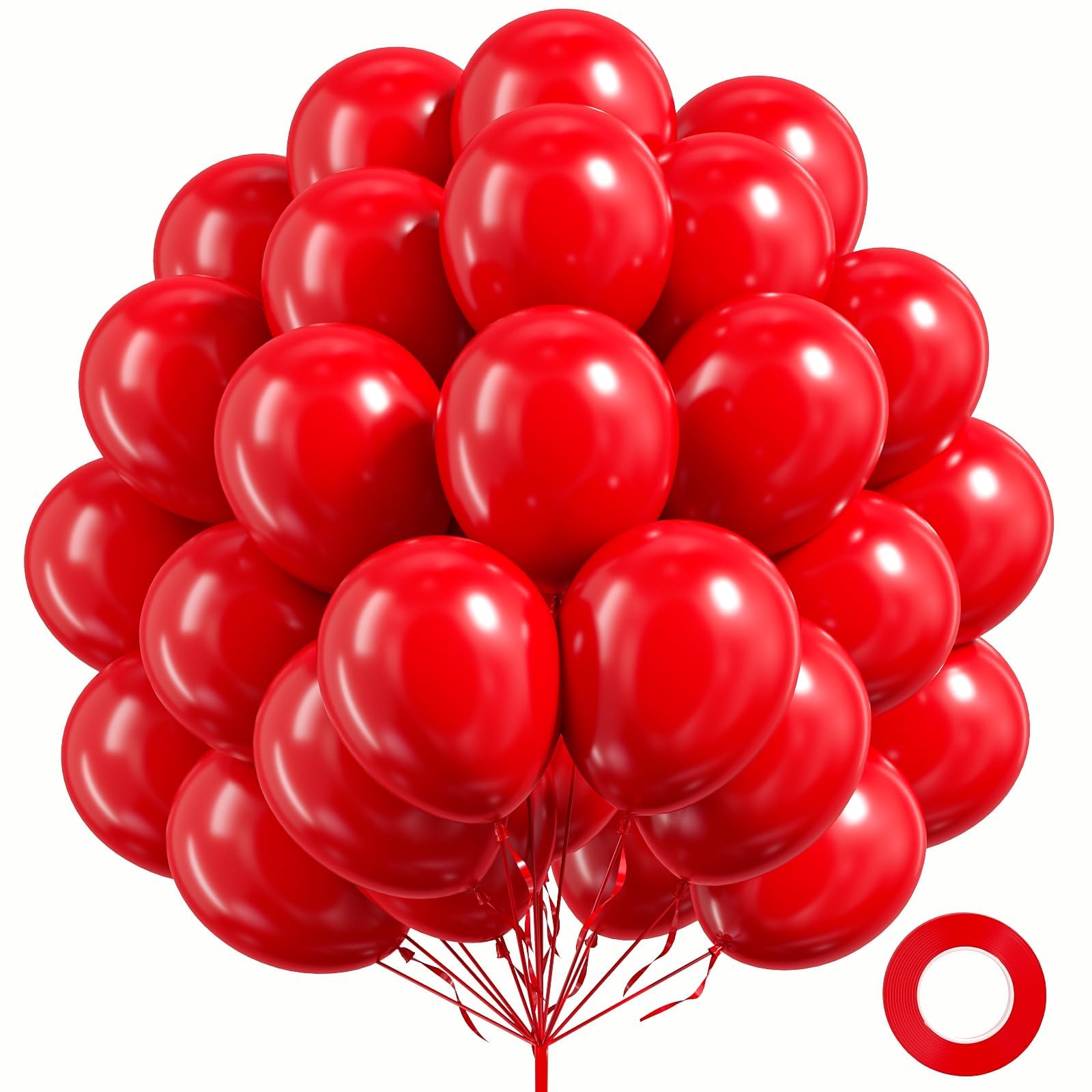 FOTIOMRG 100 Pack Red Balloons 12 inch, Red Latex Balloons for Valentines Day Birthday Wedding Party Decorations