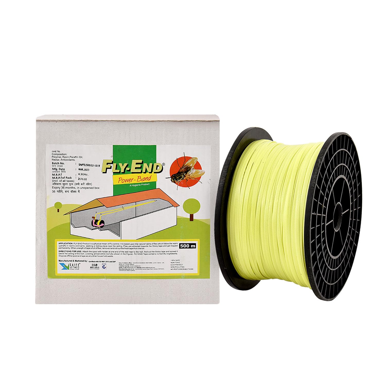 SAIFE VETMED Flyend Power Band | Sticky Fly Trap/Insect Catcher | Eco-Friendly Fly Trap for Farms, Gardens, Sheds & Households | 500m, Pack of 2-image-40