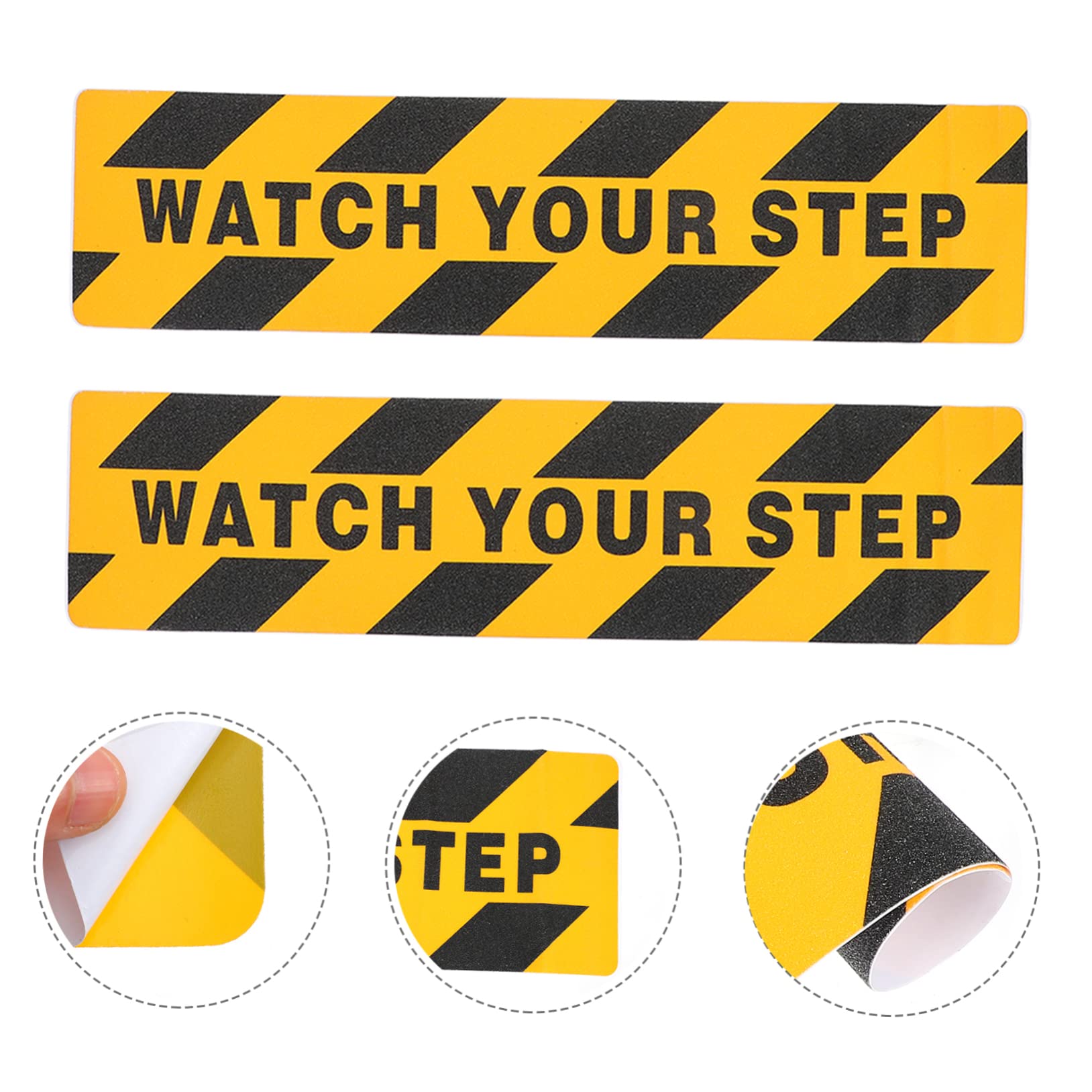 TOPBATHY 10 pezzi Nastro Antiscivolo Adesivo con Watch Your Step Strisce Antiscivolo per Scale e Passaggi Esterni Sicurezza Pet Resistente e Facile da Applicare