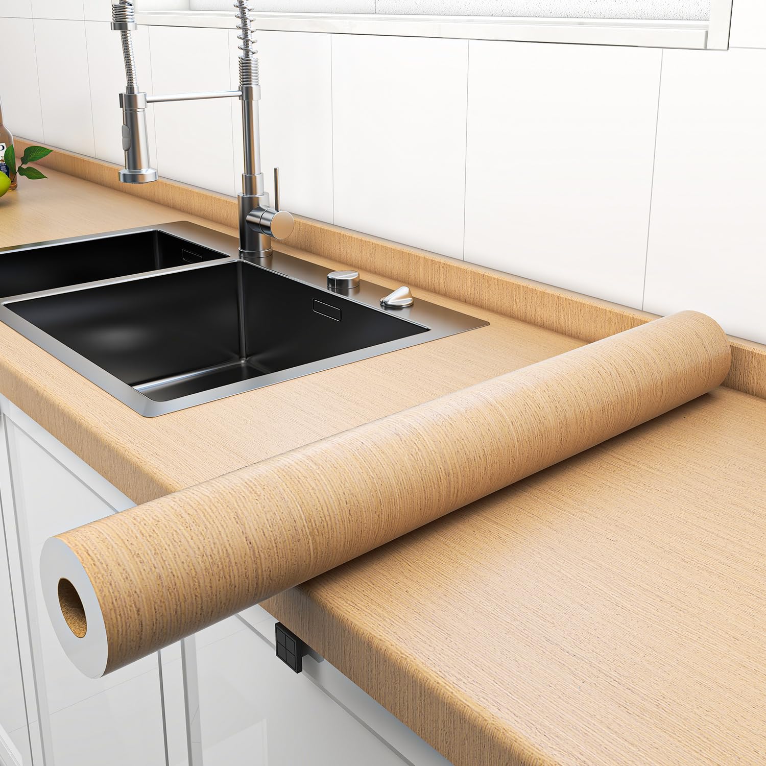 DUUEIHHUER Peel and Stick Wood Wallpaper 23.6" x 197" Light Wood Contact Paper Self-Adhesive Removable Wood Look Wallpaper Extra Wide Thick Wood Textured Vinyl Waterproof Wallpaper for Shelves Desk pack of 2