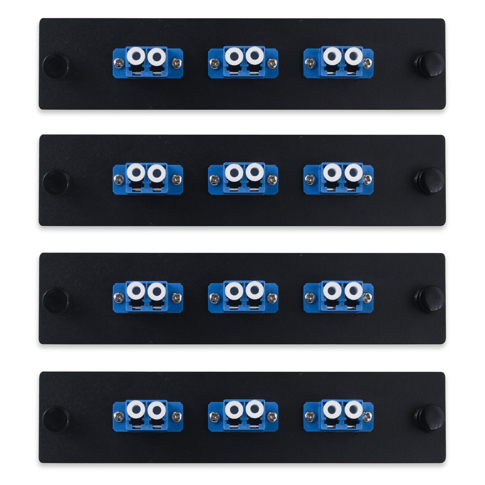 Lot de 4 panneaux de brassage en fibre duplex LC/UPC avec adaptateurs LC duplex monomode bleu, 6 ports de fibre