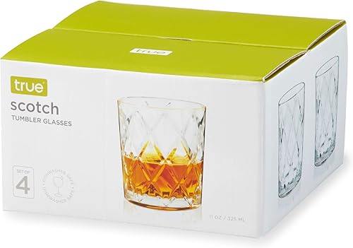 Miniatura 9 de True Vasos de whisky de cristal de diamante, cristal transparente de alta calidad, llamativos vasos de cóctel Lowball, juego de regalo de vidrio