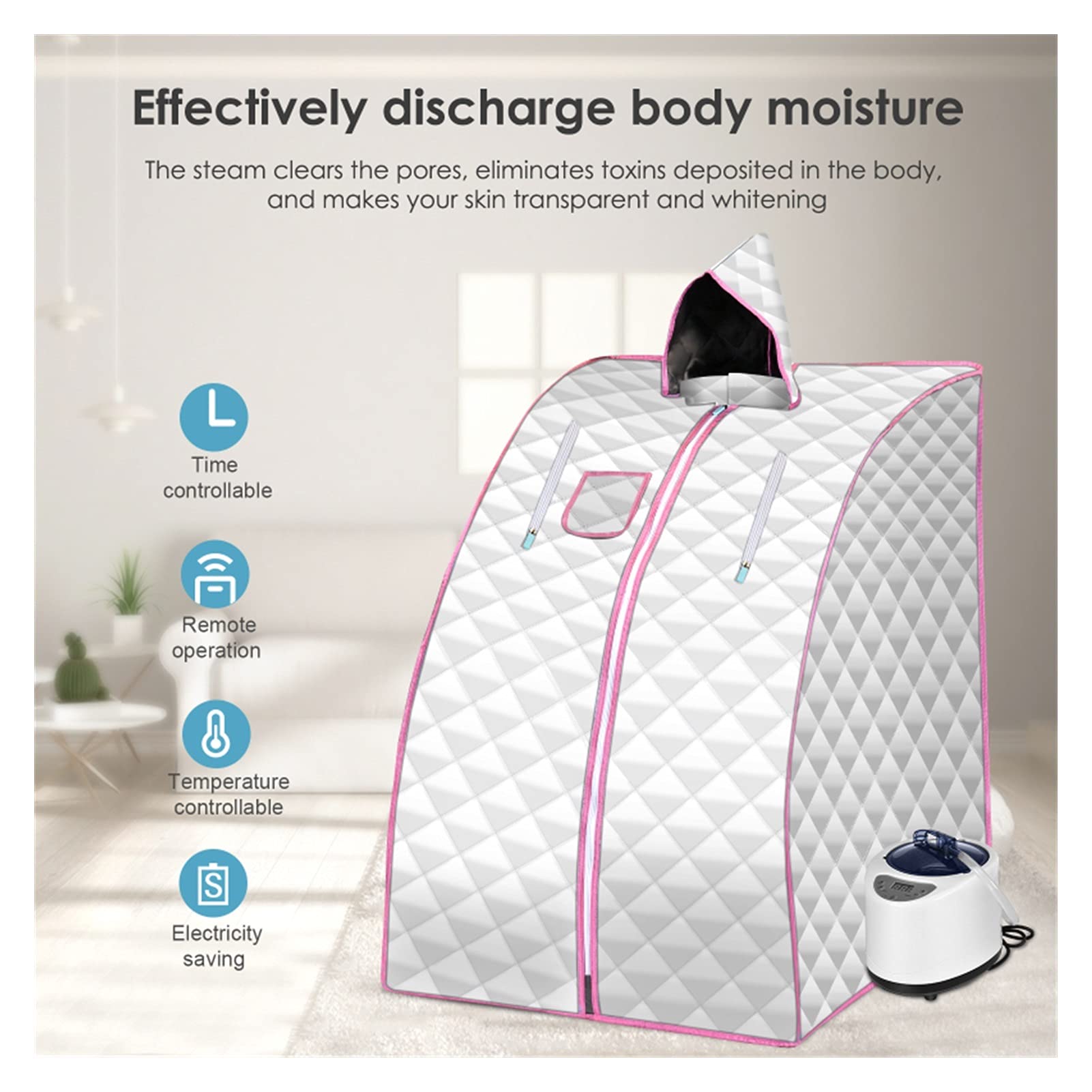 Infrarot-Saunadecke Portable Sauna Generator-Zimmer for Sauna SPA Größeres Zelt tragbares Dampfbad verlieren Gewicht Detox-Therapie-Dampffalten-Sauna-Kabine Fernsteuerbar(Color:Silver)