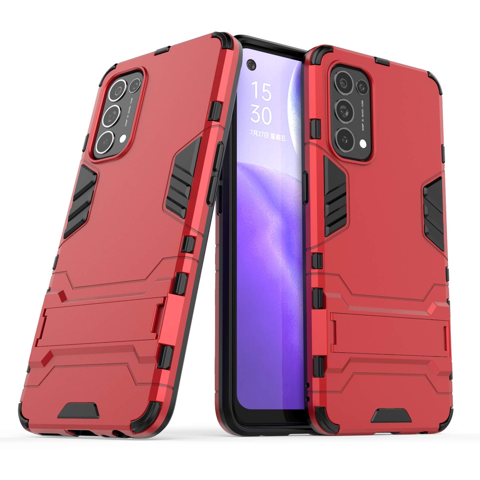 ESTH® Custodia per Oppo Find X3 Lite con 360° Rotante Staffa, [Compatibile con Supporto Magnetico per Auto], Cover Paraurti PC + TPU, Blu