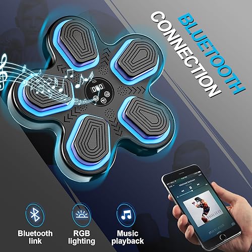 Miniatura 3 de Máquina de boxeo musical para niños y adultos mejorada con Bluetooth inteligente montada en la pared, entrenamiento interactivo para el hogar,