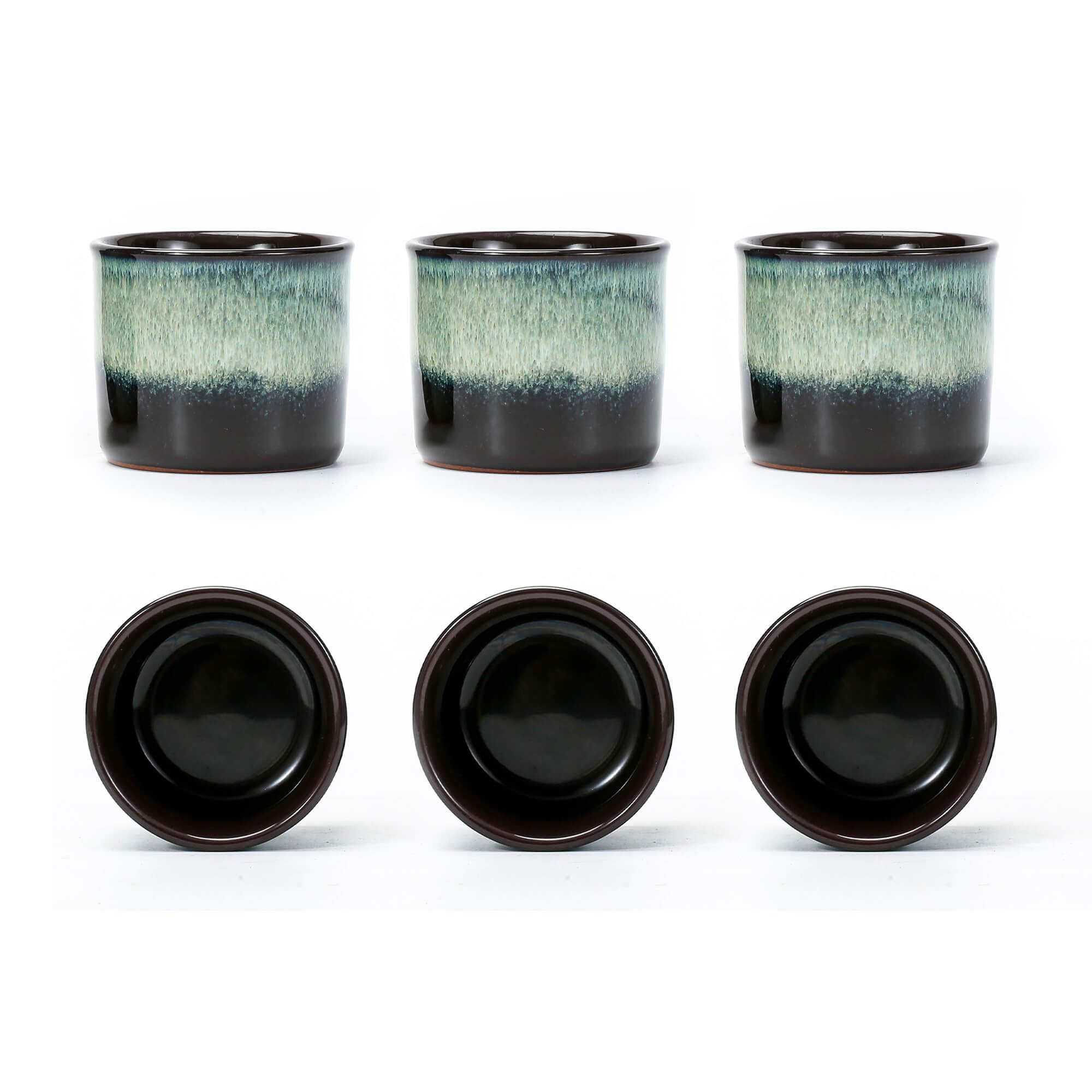 Japanese Tea Cups Set of 6, Ceramic Teacups, Chinese Tea Cups for Hot Tea or Coffee, Demitasse Cups 2.5 Ounces Coffee Mugs (magic exterior)