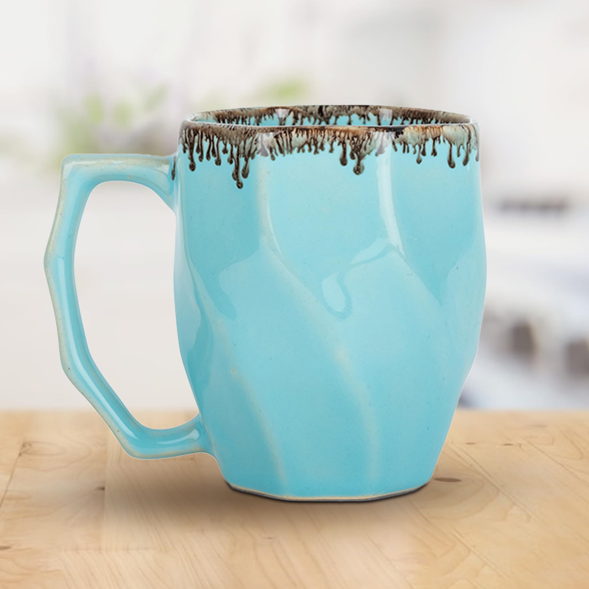 The Better Home Terra Series Ceramic Tea Coffee Cup with Handles (280 ml x 6) | Microwave Safe | Scratch Resistant | Stain Proof | Glossy Finish | Gifting Set | (Pack of 6- Sky Blue) 4