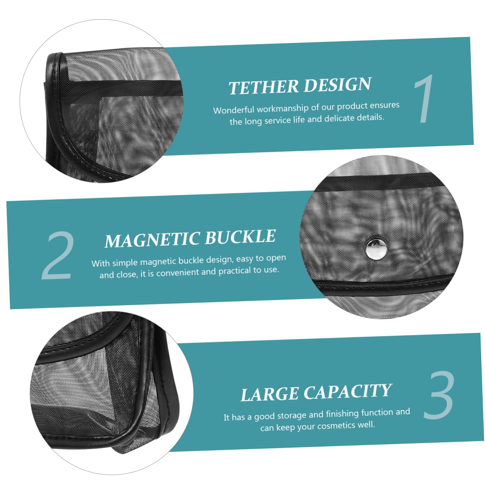 FOMIYES 3stücke Mesh Kosmetiktasche Für Reisen Große Kapazität Tragbare Make-up-Tasche Mit Magnetverschluss Atmungsaktives Und Langlebiges Material Für Damen Kosmetik-Organizer Für