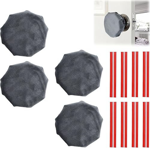 Vista 9 de Cubiertas de manija de puerta UFURMATE, 4 piezas, cubiertas de perilla redonda decorativa negra, guante de manija de puerta suave, protector de Negro