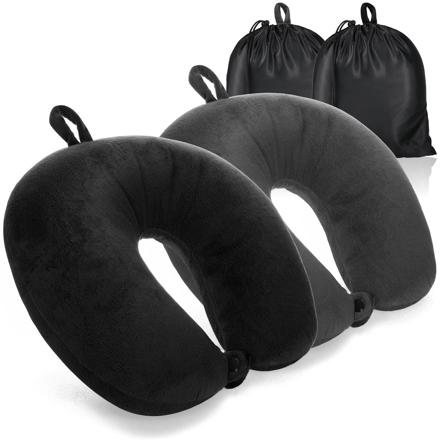 com-four® 2 cuscini per il collo di alta qualità, con memory foam, cuscino cervicale per adulti, morbidi cuscini da viaggio per aerei, auto, treno, nave e autobus, aiuto per addormentarsi