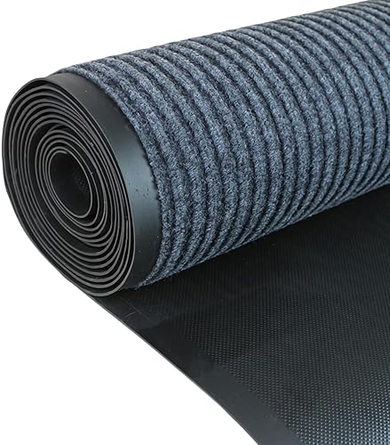 GOOFCXO Tapete de entrada comercial de 3 x 16.4 pies, alfombra de pasillo de doble acanalado con respaldo de PVC antideslizante, para interiores y
