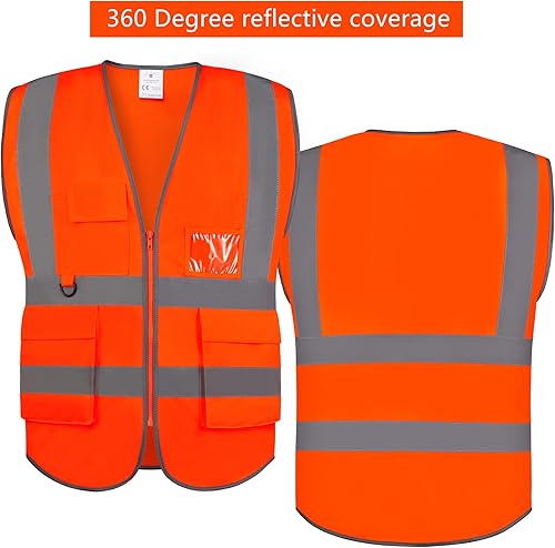 Miniatura 2 de VICRR Chaleco de seguridad de alta visibilidad con bolsillos de tiras reflectantes, chaleco de trabajo para hombres y mujeres