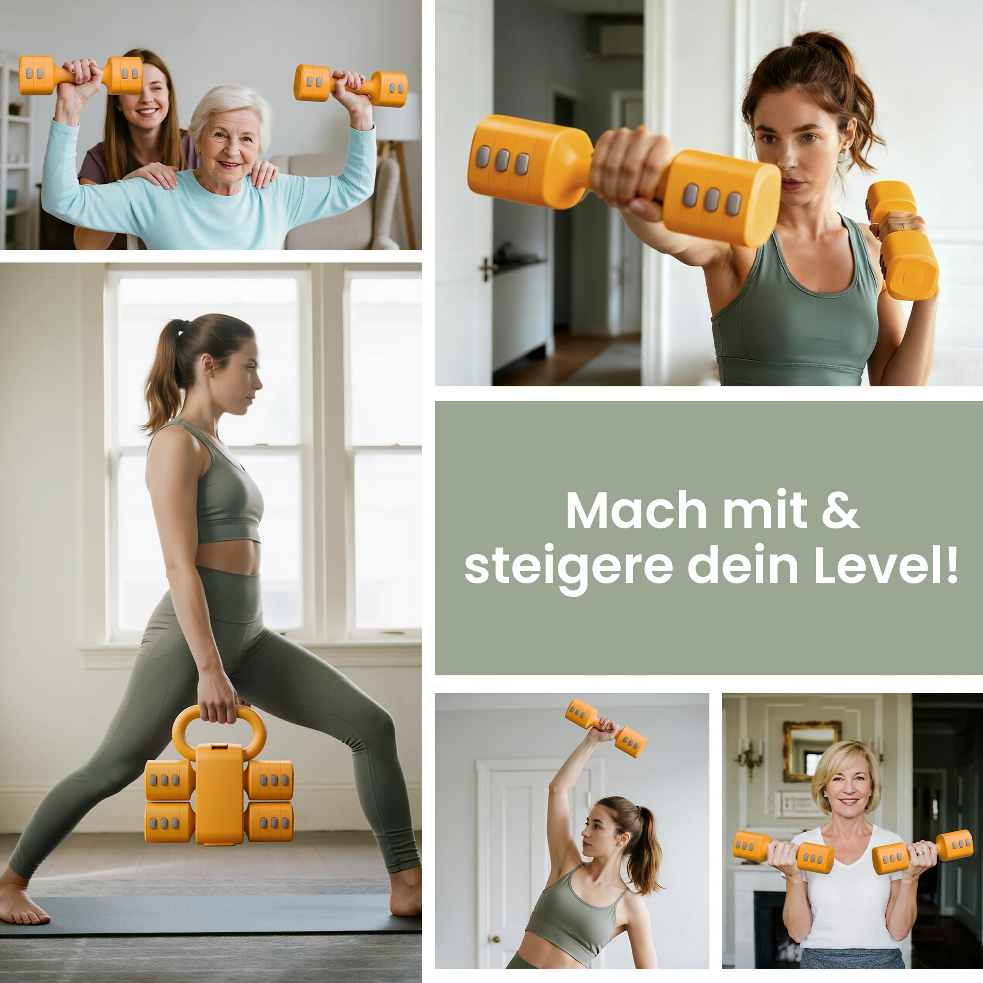 Zestaw hantli 2 w 1 dla kobiet – 4 stopnie (2,2 lbs do 12,1 kg) – domowe urządzenie fitness dla kobiet w domu – hantle fitness