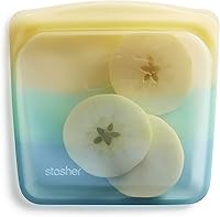 Vista 17 de Bolsa de almacenamiento reutilizable de silicona premium Stasher para sándwiches, color aqua, apta para microondas, sous vide, lavavajillas, horno