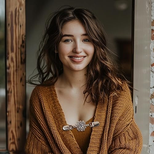 Miniatura 5 de J.CARP Dress Clips Sweater Clips Shawl Clips for Women, Vintage Cardigan Clip, Girls Brooch Clips for Clothing Pack of Four