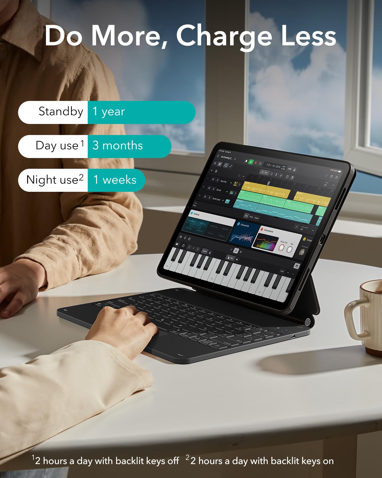 ESR 【Upgraded】 iPad Pro 13 Zoll (M5/M4, 2025/2024) Hülle mit Tastatur, Tastaturhülle mit Einzustellendem Magnetständer, Hoch-/Erhöhter Modus, Abnehmbare Schutzhülle, Rebound 360 Serie, Schwarz