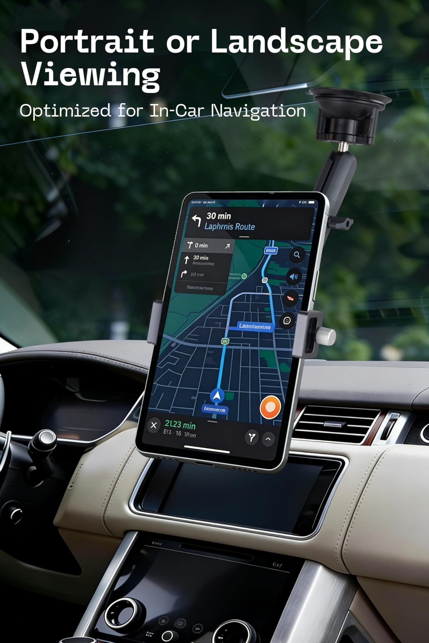 FANAUE Supporto per tablet da auto con testa a sfera, design leggero, supporto girevole a 360 gradi per auto/scrivania/veicoli commerciali, cruscotto, compatibile con tutti i tablet e telefoni