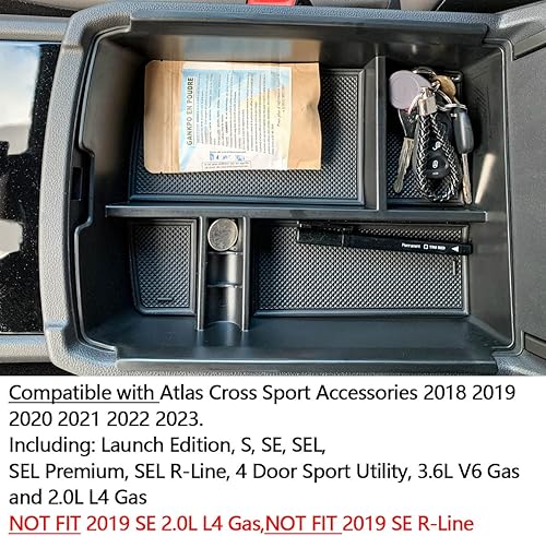 Miniatura 7 de EDBETOS Bandeja organizadora de consola central compatible con accesorios Volkswagen Atlas 2018 2019 2020 2021 2022 2023 para reposabrazos