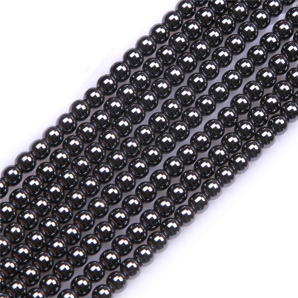 GEM-INSIDE CREATE YOUR OWN FASHION Hematite Gemstone Loose Beads 4mm Round Black Crystal Energy Stone Power Beads For Jewellery Making 15"