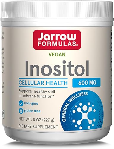 Jarrow Formulas Inositol - Polvo de 8 onzas soporte hepático útil para el funcionamiento nervioso y el metabolismo de la grasa 378 porciones