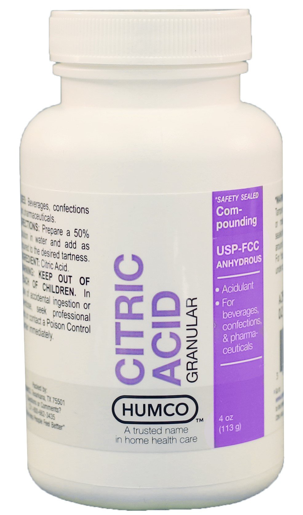 Citric Acid Granular, USP, Anhydrous, 1 lb.