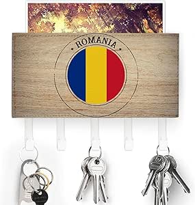 Amazon.com: Yinrune Romania Flag Key Hooks National Flags Key Holder ...