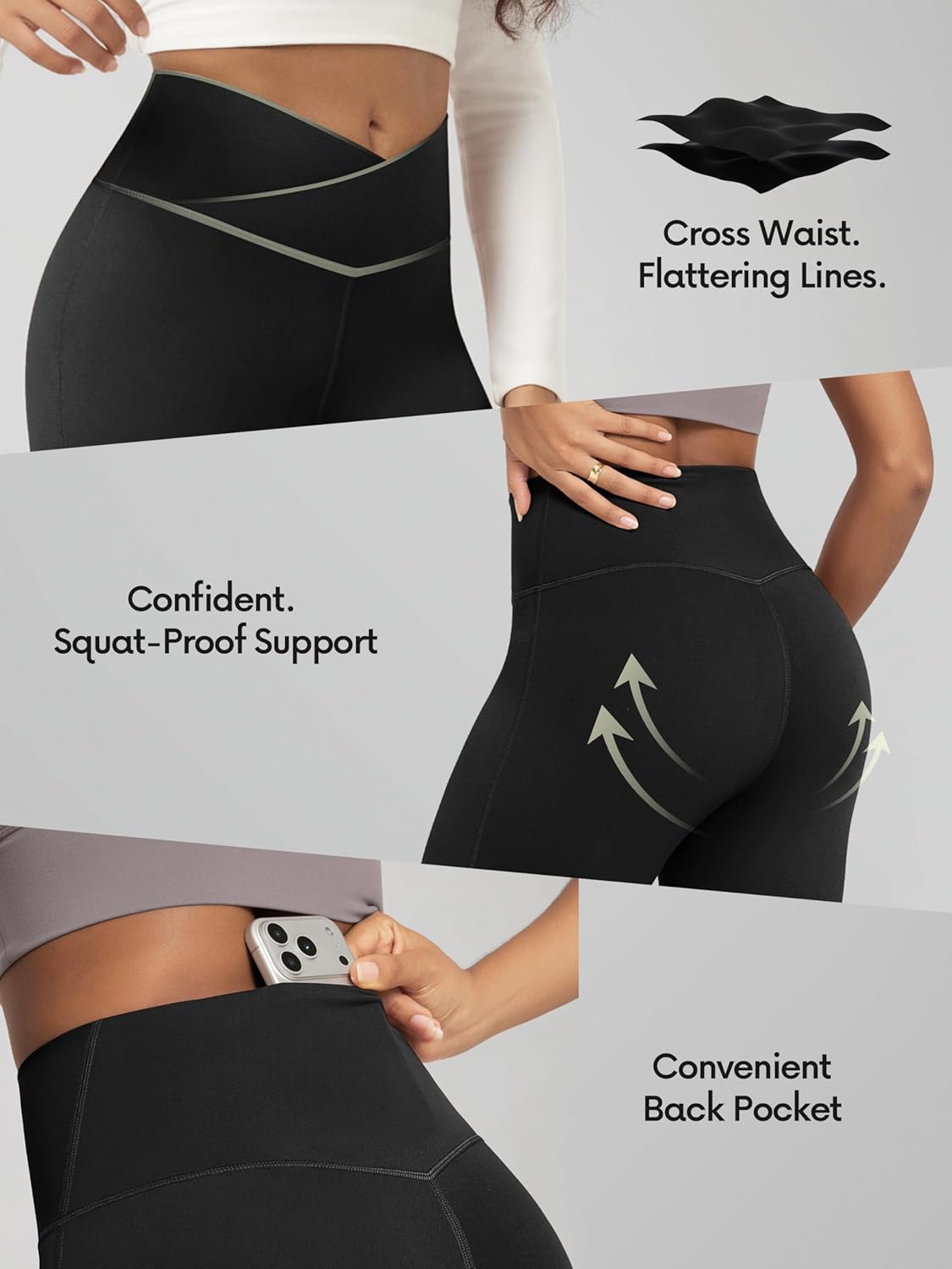 ODODOS Women's Crossover Flared Yoga Pants Cloud Feeling Soft High Waist Bootcut Leggings with Back Pocket -30" / 32" Inseam