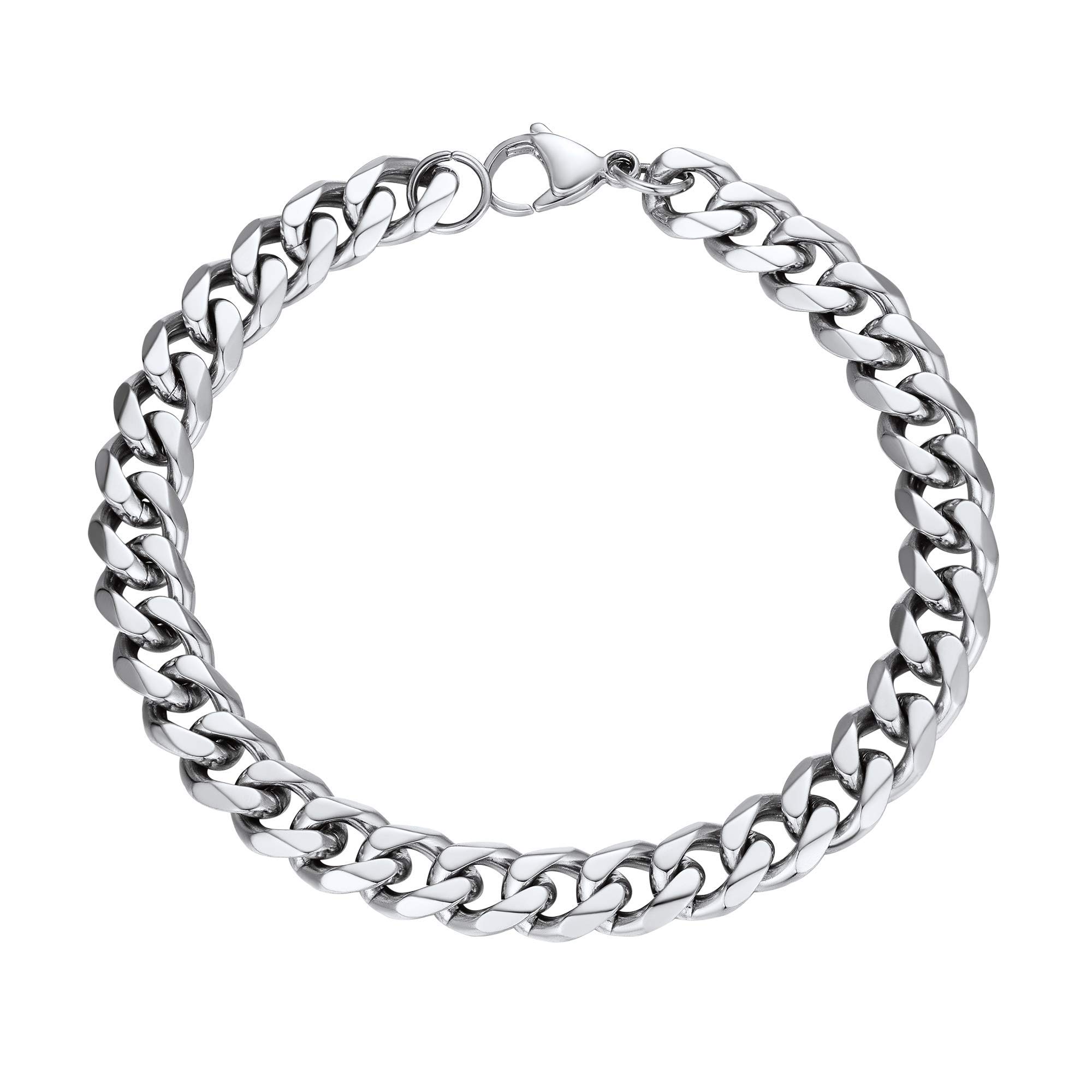 PROSTEEL Pulsera de Cadenas Cubanas de Acero Quirurgico, 3.5mm 6mm 9mm 12mm Ancho, 16cm 19cm 21cm Largo, Tres Tonos Opcionales (Con Caja de Regalo)