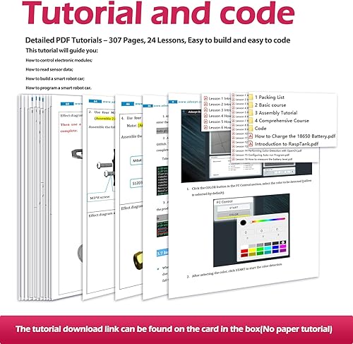 Miniatura 3 de Adeept RaspTank Smart Robot Car Kit para Raspberry Pi 4B3B3B+ (placa no incluida), robot con seguimiento de tanque con brazo robótico 4-DOF, evita