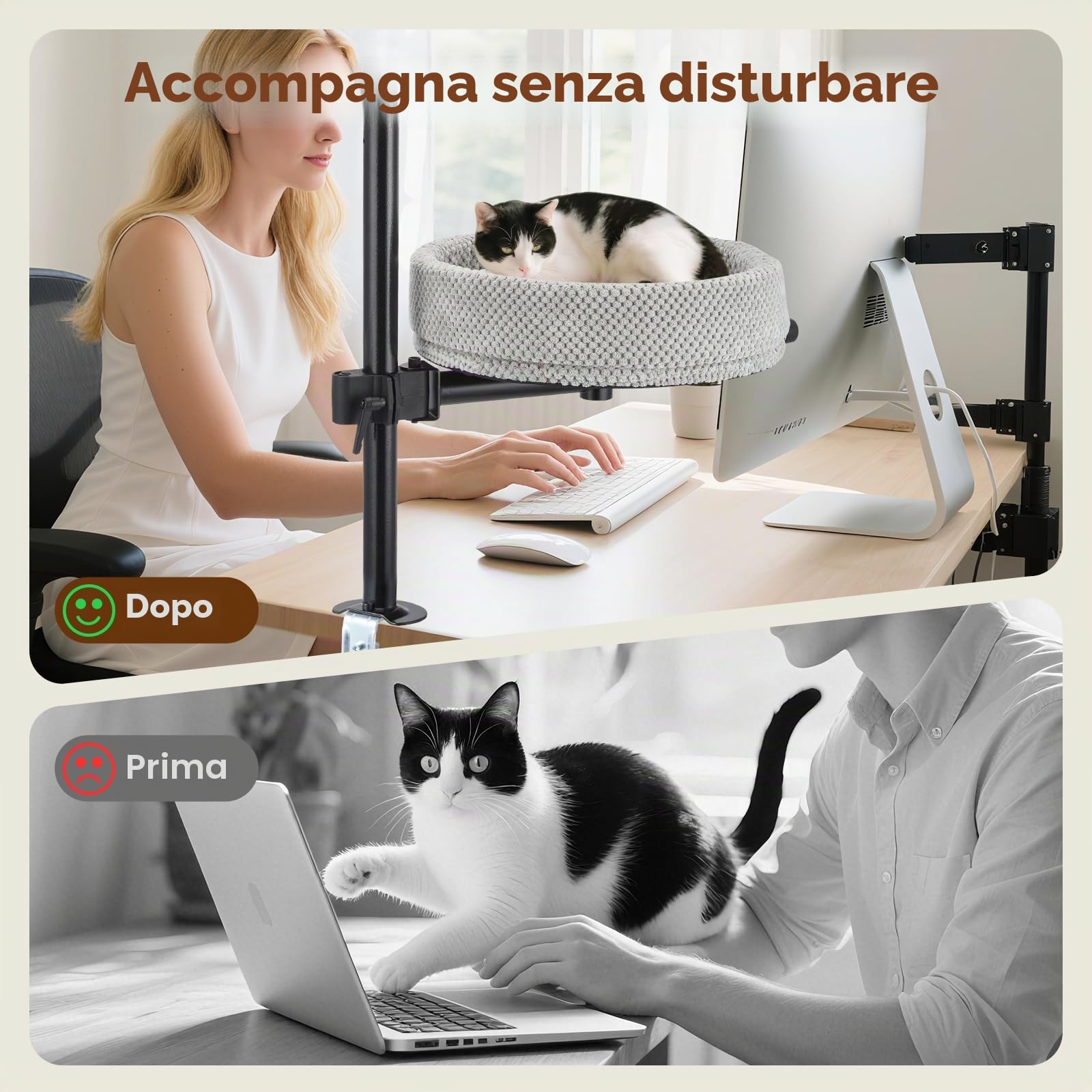 Letto per gatti con scrivania regolabile in altezza girevole a 360°, anti-pizzicamento e salvaspazio, con motivo a ananas (XL, grigio scuro)