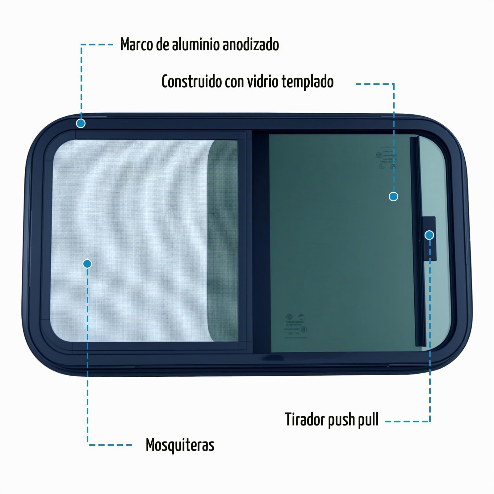 Ventana Autocaravana 600x300mm Con Mosquitera, Ventana Lateral Camper | Ventana De Caravana Con Protección Solar E Insectos, Para Remolques, Autocaravanas Y Proyectos Camper