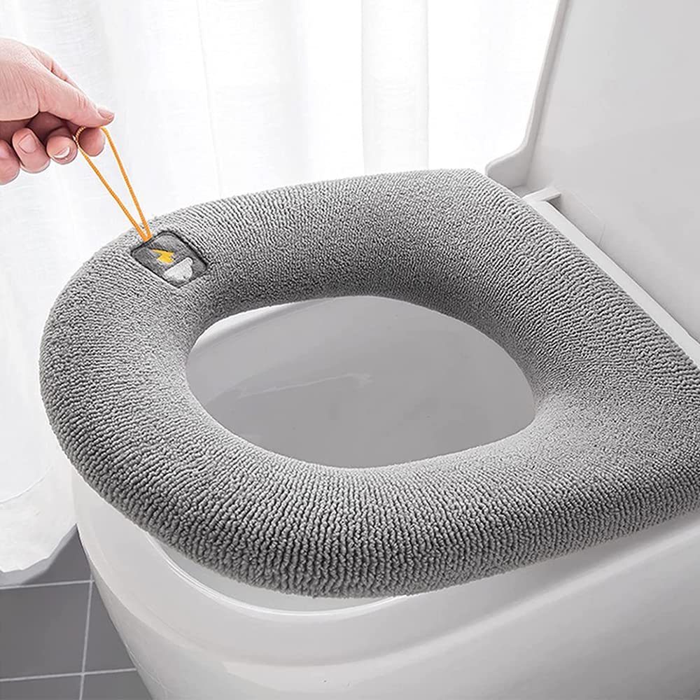 Lot De 4 Housses De Siège De Toilette En Peluche - Coussin Doux Et Chaud Lavable, Avec Boucle De Suspension
