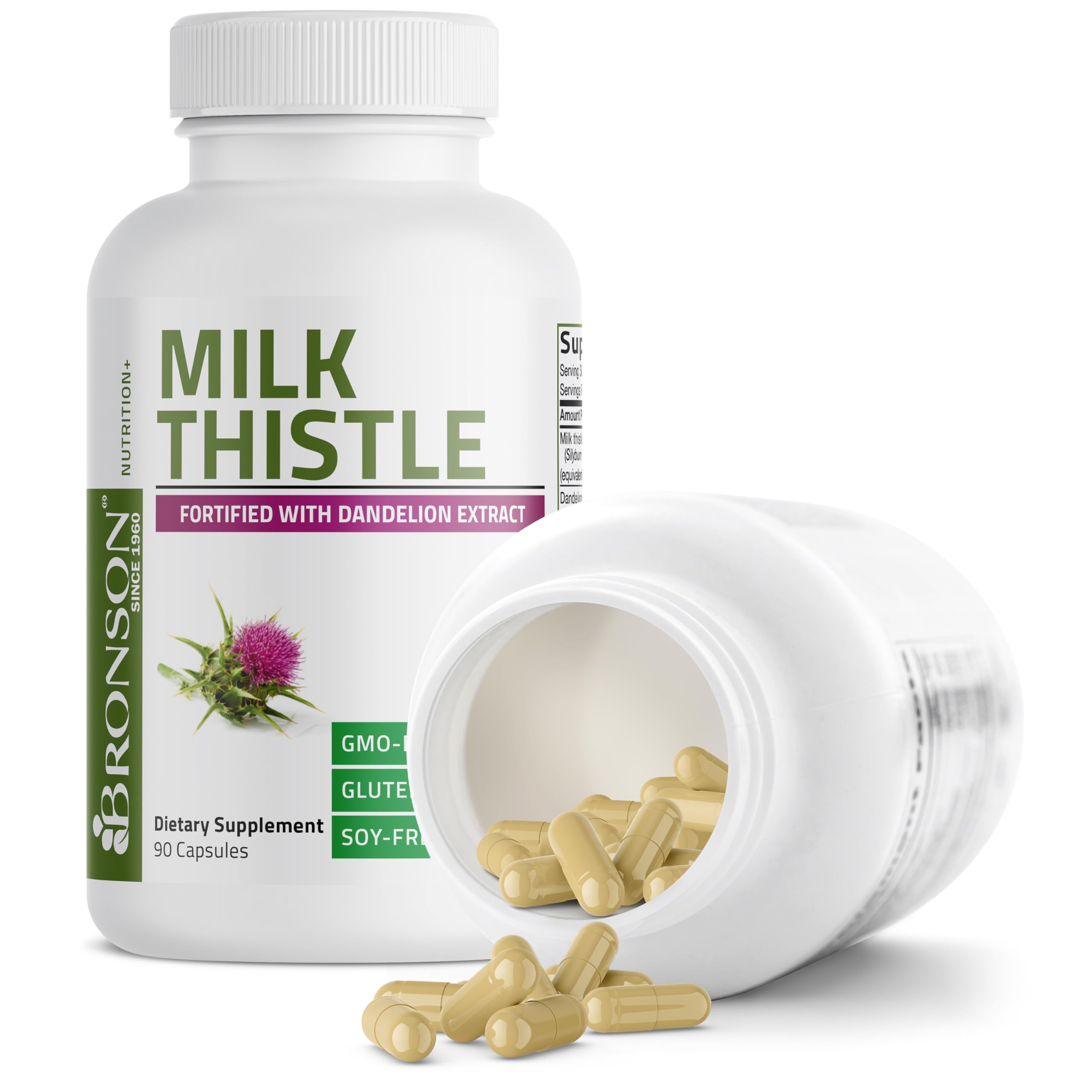 Bronson Milk Thistle Silymarin Marianum & Dandelion Extract, 90 Capsules — Amazon image 6