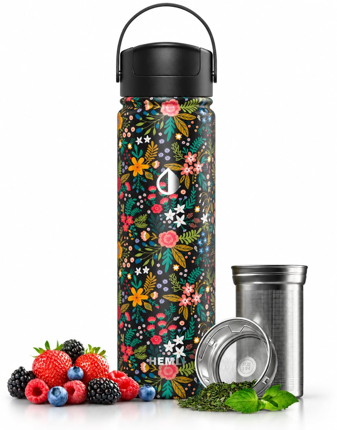 HEMLI 22 oz Ceramic Lined Tea Infuser Travel Tumbler