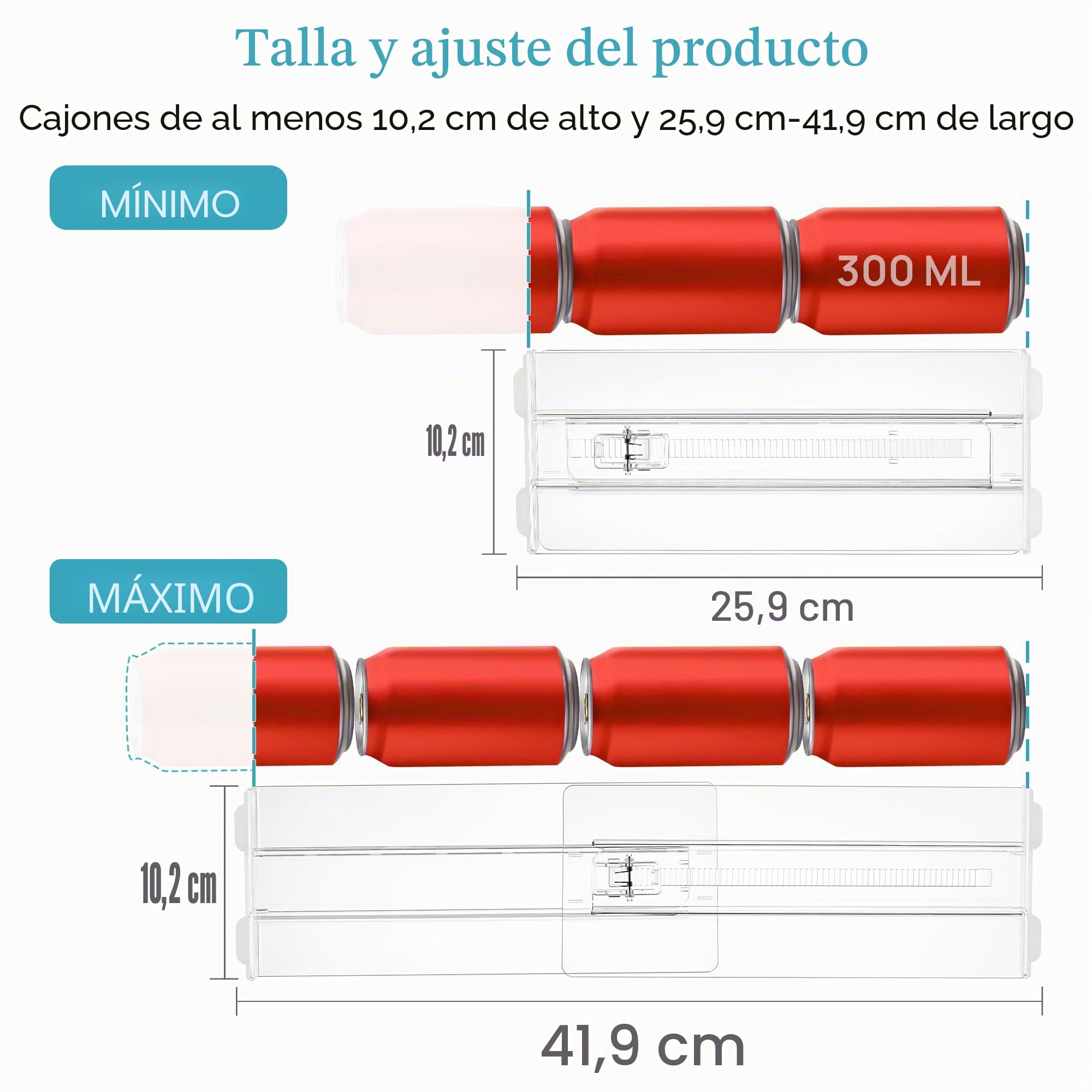 Vtopmart 8 separadores de cajones, separadores de cajones ajustables (26,8 – 43,1 cm), divisores transparentes para cajones, organizador, tocador, cuarto de baño