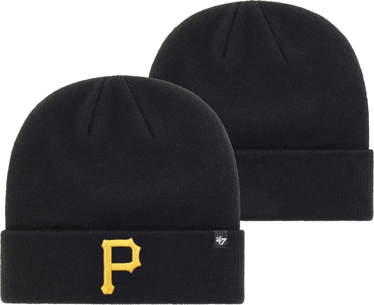 '47 MLB Unisex-Adult Primary Logo Cuffed Knit Primary Logo Team Color Beanie Hat Cold Weather Hat, One Size (Pittsburgh Pirates Black)