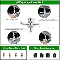 Vista 4 de HolaKit Tire Plug Kit, 22PCS Compact Tire Repair Kit with Rubber Plugs, Upgrade T-Handle, 4-Way Valve Steam Tool, Flat Tire Puncture Repair Tools