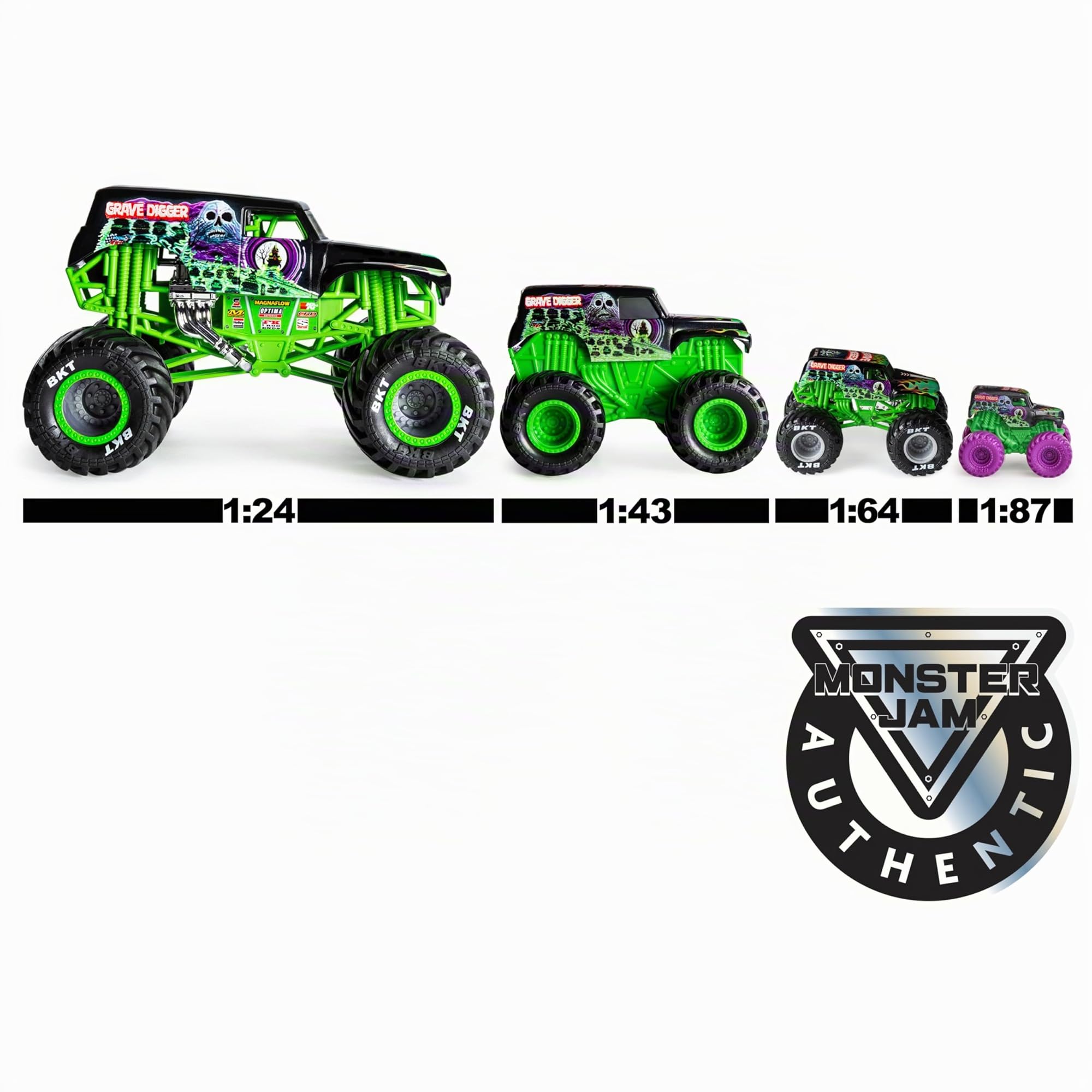 Monster Jam - 5 Pack Monster Truck- Confezione ufficiale di 5 Mini Auto Giocattoli Collezionabili, Scala 1:87-6066965 - Giocattoli per bambini 3 anni +