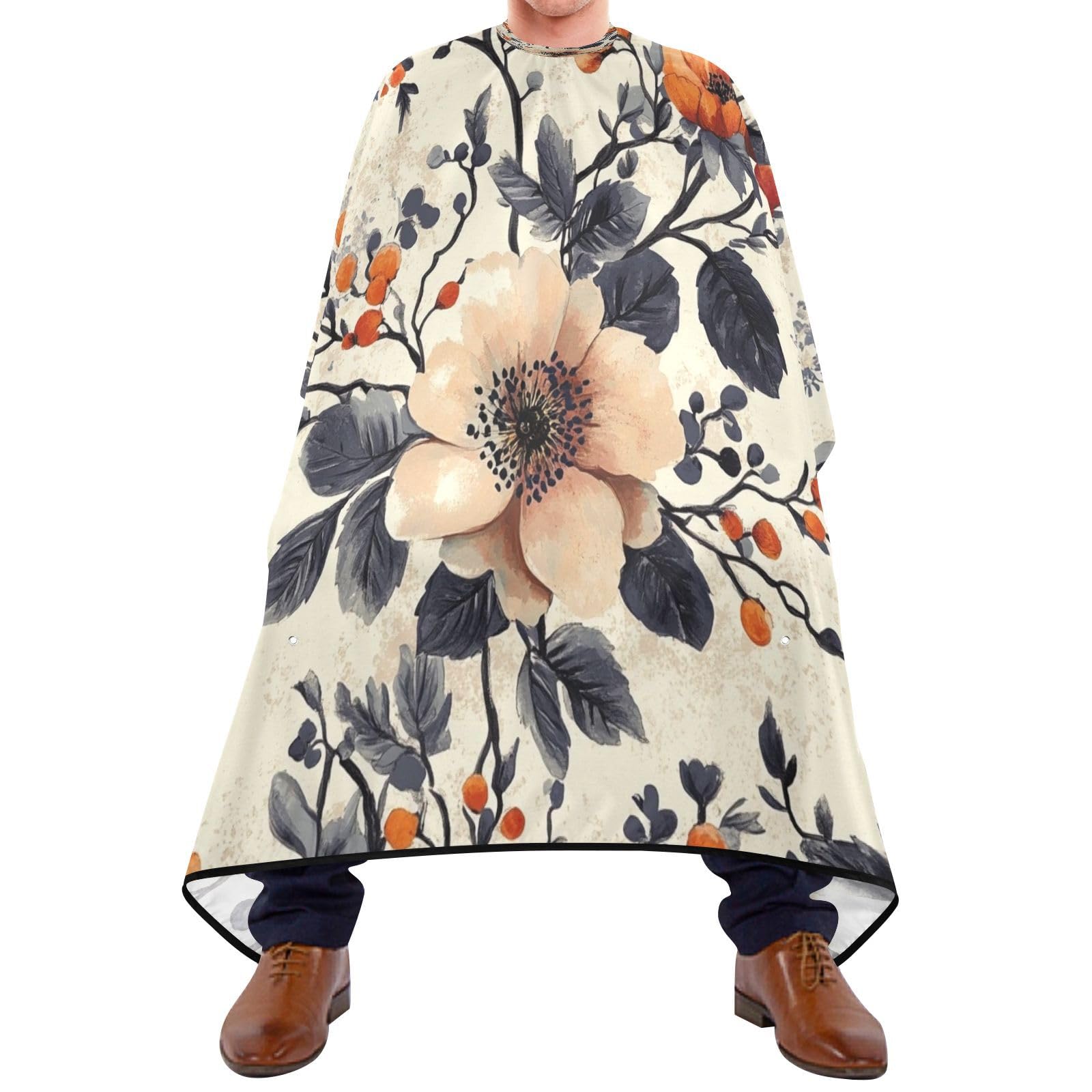 Kigai Vintage Flowers Hair Cutting Cape for Men & Women Waterproof Barber Cape Professional Hairdressing Salon Styling Apron with Adjustable Closure Snap
