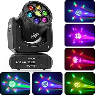 120W LED Moving Heads Disco Light DMX RGBW 12 Color+ 8 Patterns DJ Stage Lighting via Aotu/Sound-Activated/Master-Slave Party Light for KTV Bar Club Band Shows Birthday Wedding