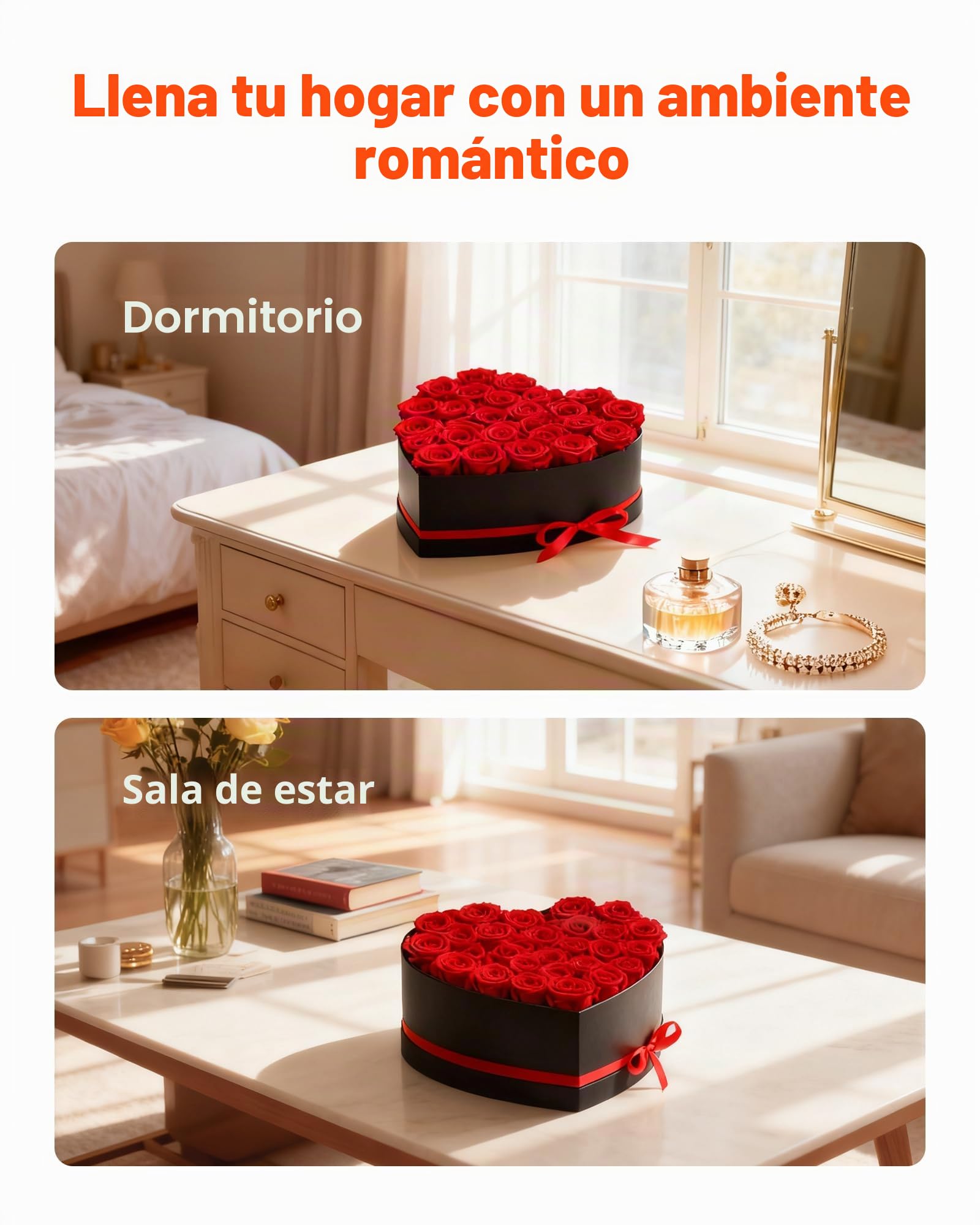 VEVOR 27 Rosas Eternas en Caja con Forma de Corazón, Ramo de Flores Preservadas, Caja de Regalo de Flores para tu Esposa, Madre, Pareja, para Boda, Día de la Madre, San Valentín, Navidad, Rojo