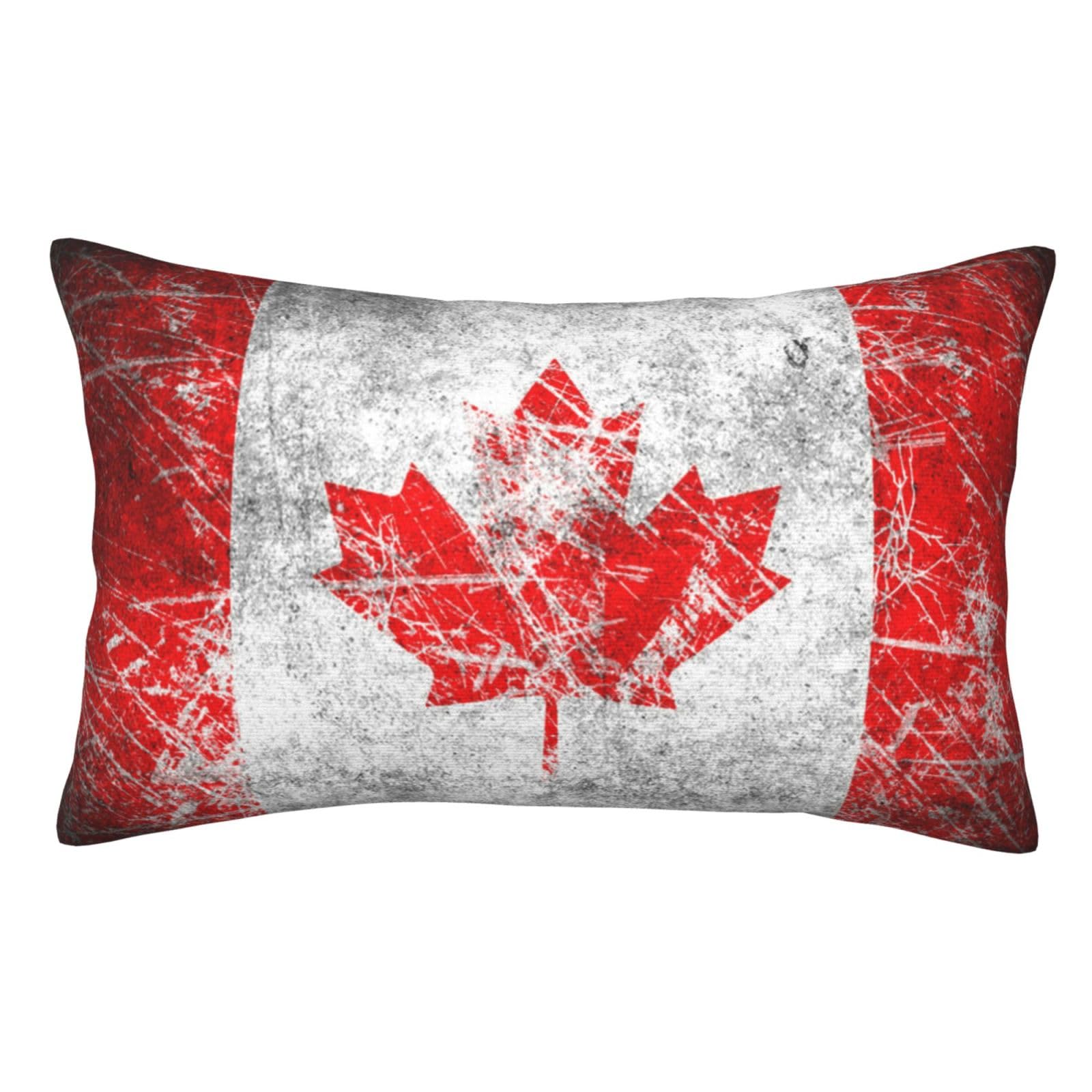 Soft Plush Pillow Cover For Sofa & Bed, Canada Flag, Standard Furry Throw Pillow Case 50x75 cm, Decorative Cushion Cover For Bedroom Living Room Decor, Hidden Zipper Pillowcases For All Seasons