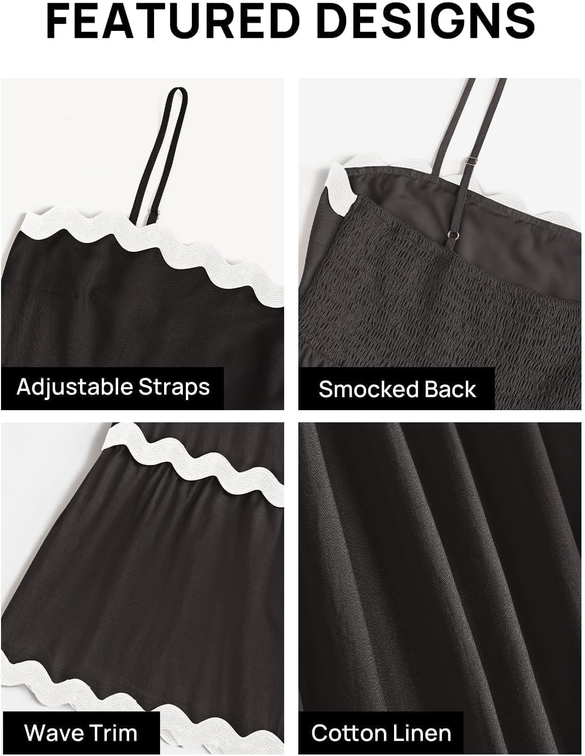 ZESICA Women's 2026 Summer Spaghetti Straps Sleeveless Backless Sundress Flowy Smocked Lace Swing A Line Midi Dress - Image 6