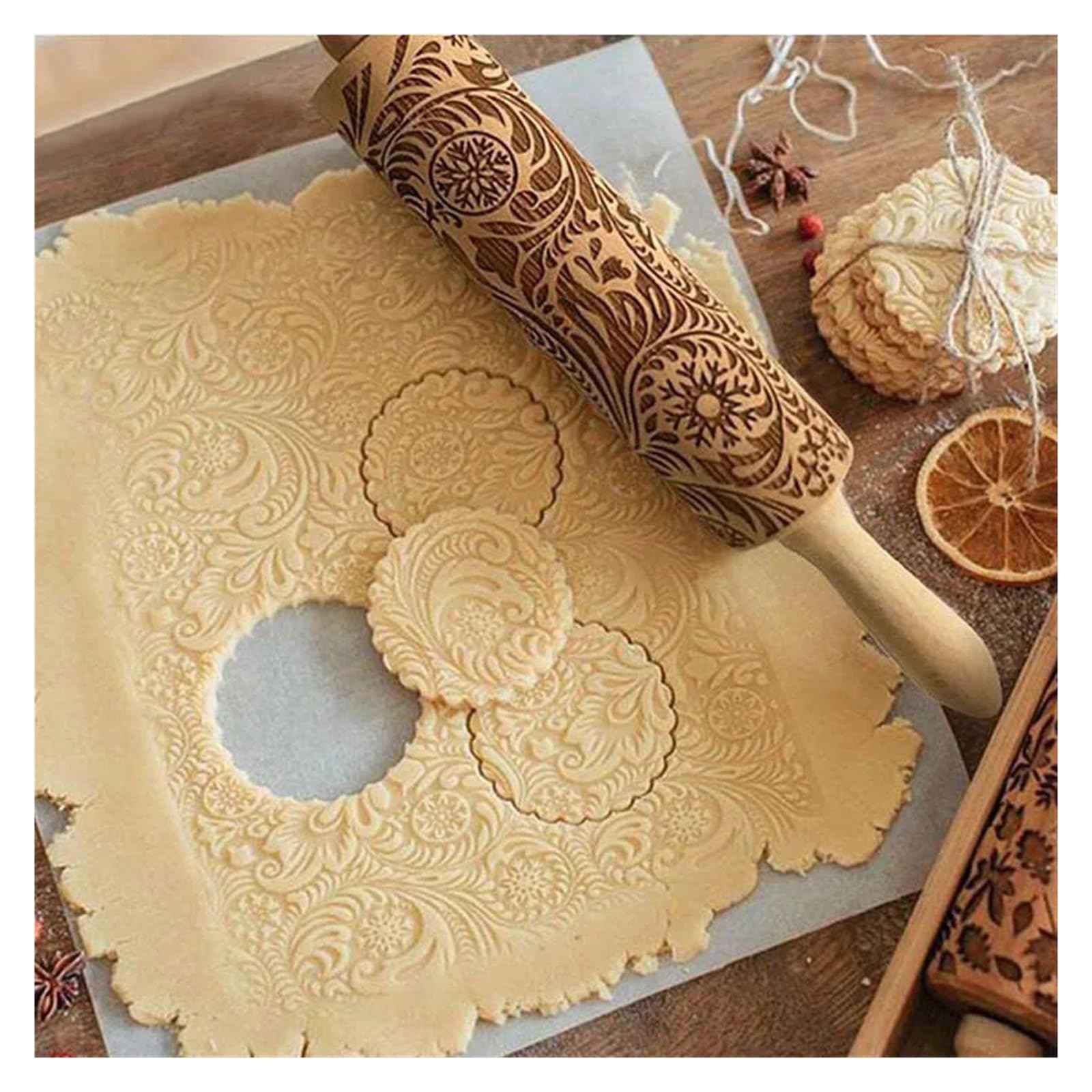 1 Rodillo Grabado en Relieve for Hornear Galletas, Fondant, Pasteles, Masa, Rodillo Estampado, Accesorios de Cocina para Cocina, Pastelería(Color 1)